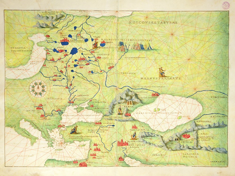 1553年9月1日、ヴェネツィアの33の地図にある世界地図からのヨーロッパ